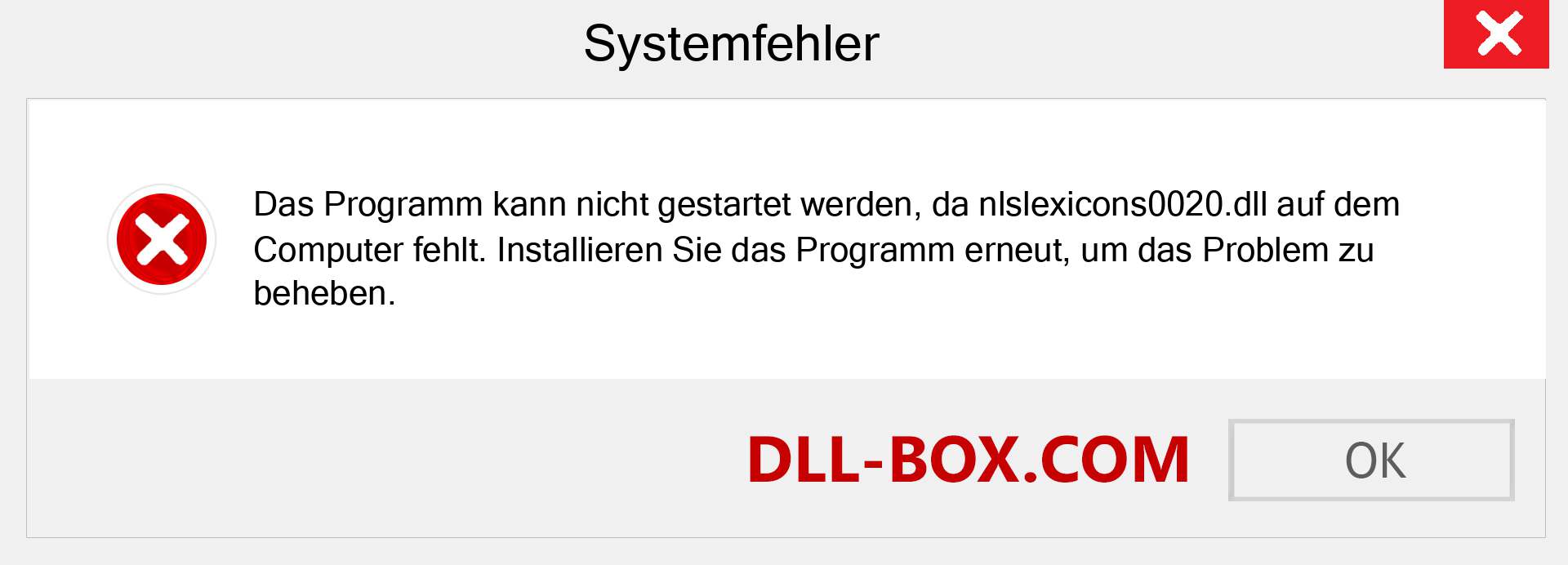 nlslexicons0020.dll-Datei fehlt?. Download für Windows 7, 8, 10 - Fix nlslexicons0020 dll Missing Error unter Windows, Fotos, Bildern