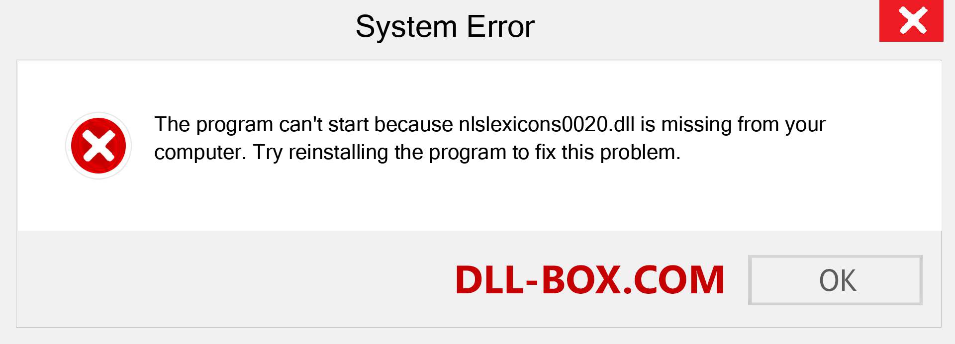  nlslexicons0020.dll file is missing?. Download for Windows 7, 8, 10 - Fix  nlslexicons0020 dll Missing Error on Windows, photos, images