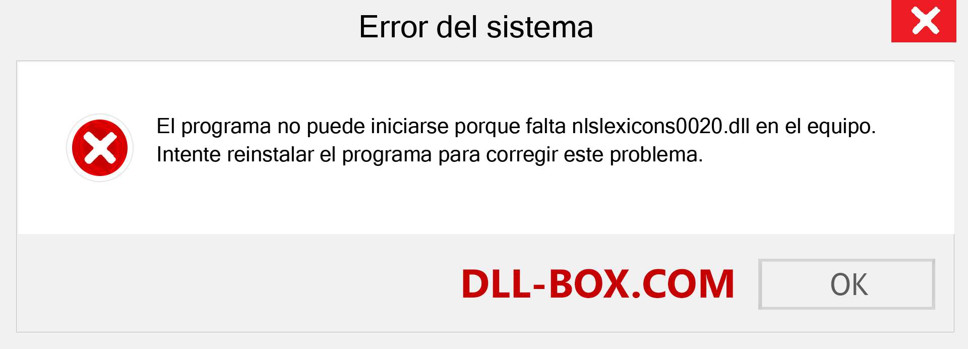 ¿Falta el archivo nlslexicons0020.dll ?. Descargar para Windows 7, 8, 10 - Corregir nlslexicons0020 dll Missing Error en Windows, fotos, imágenes